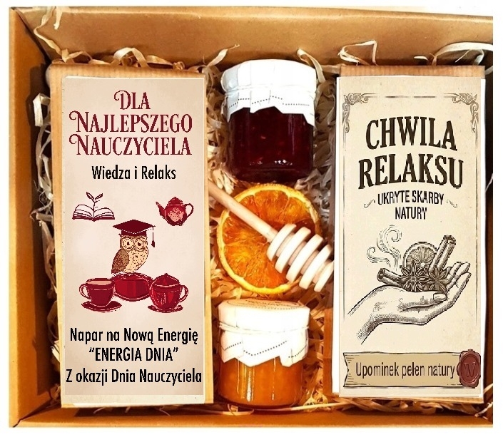 ~~KOSZ PREZENTOWY PREZENT UPOMINEK MIÓD HERBATA DLA NA DZIEŃ NAUCZYCIELA