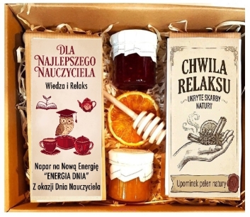 ~~KOSZ PREZENTOWY PREZENT UPOMINEK MIÓD HERBATA DLA NA DZIEŃ NAUCZYCIELA